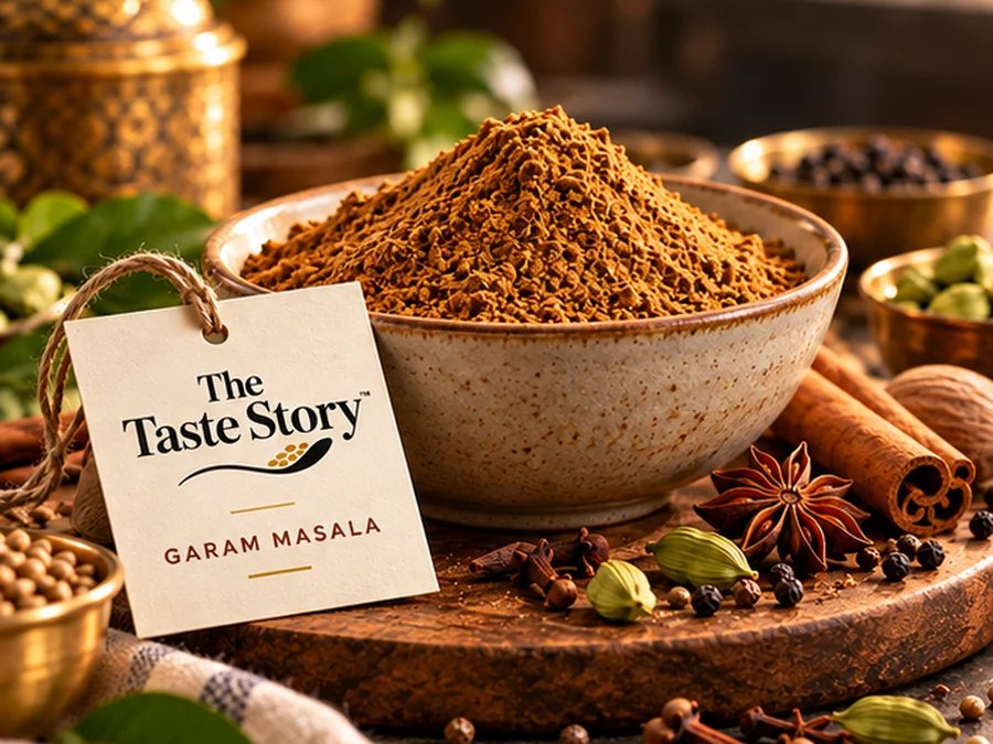 The Taste Story™ Garam Masala — illustrative spice powder and whole ingredients photograph